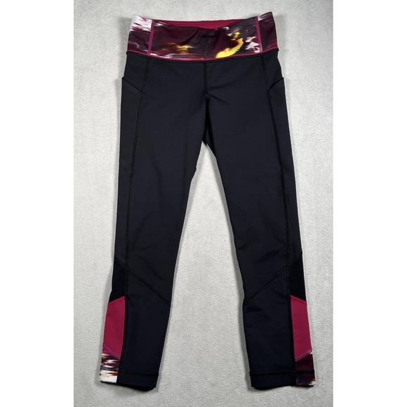 Lululemon Pace Rival Crop Leggings Womens 4 Wind Berry Rumble Zip Pocket 22" EUC - Picture 2 of 8